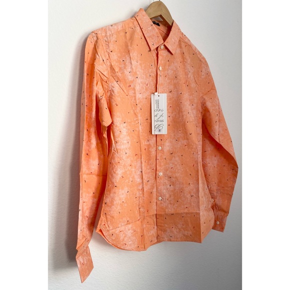 Coofandy Fresh Designer • Orange Casual Print Buttoned Down Longsleeve Shirt - Picture 2 of 14
